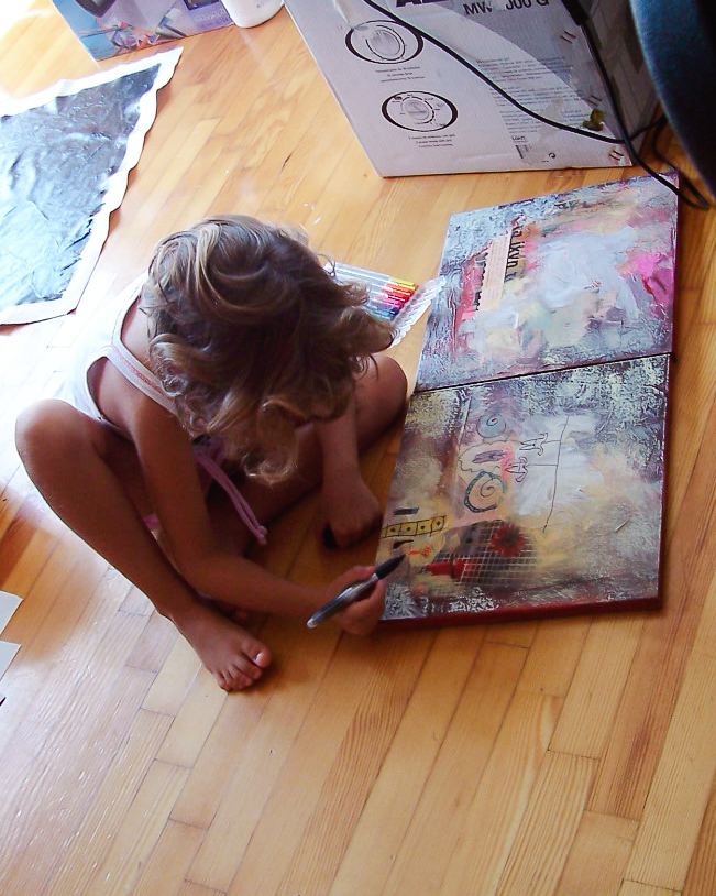 artist prodigy Dimitra Milan painting her first abstract masterpiece