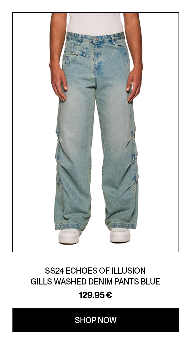 SS24 Echoes of Illusion Gills Washed Denim Pants Blue