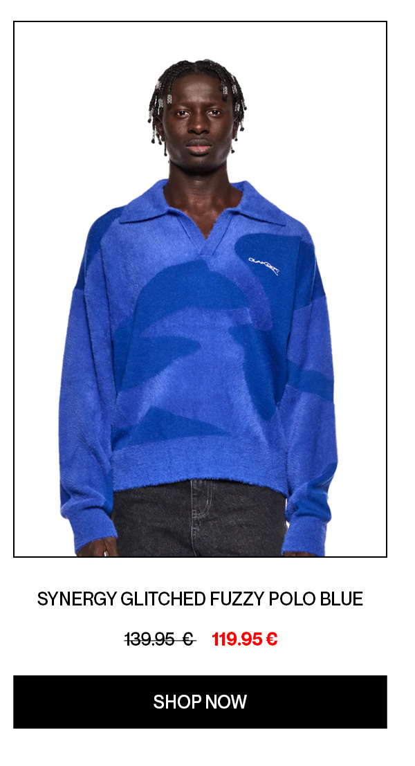 SYNERGY GLITCHED FUZZY POLO BLUE