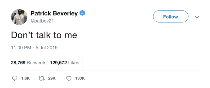Patrick Beverley - Don't talk to me tweet