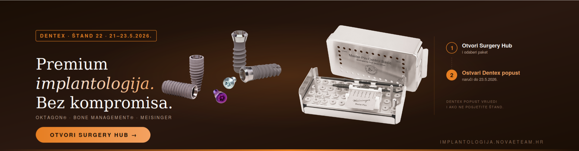Surgery Hub — premium implantologija, OKTAGON i kost Uprava, Dentex popust