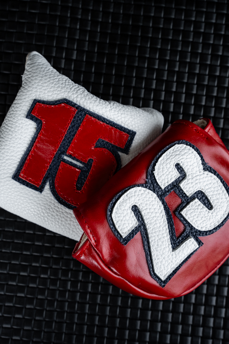 Full-grain leather putter cover detail