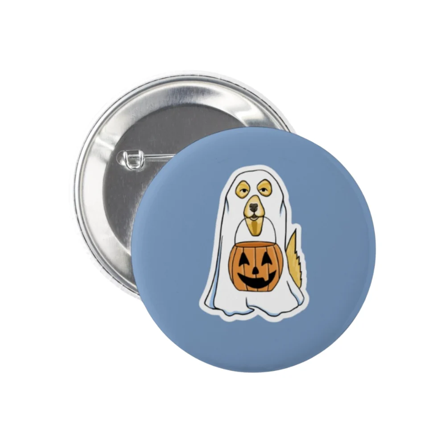 Halloween Ghost Dog Button