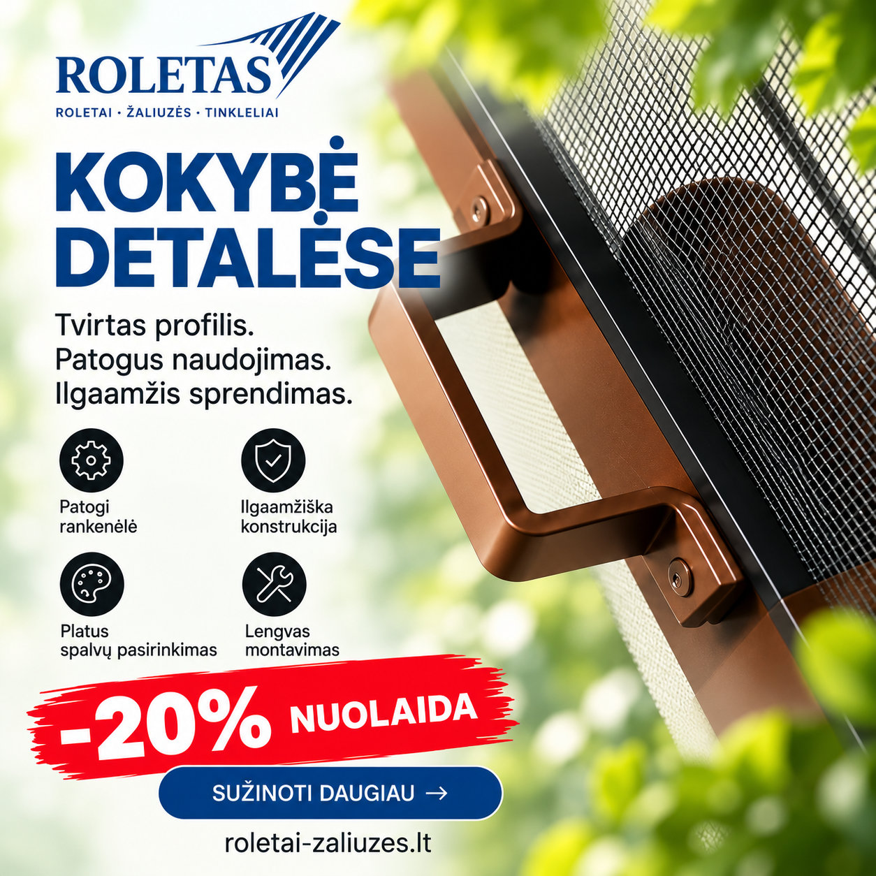 Tinklelių reklama su 20 procentų nuolaida