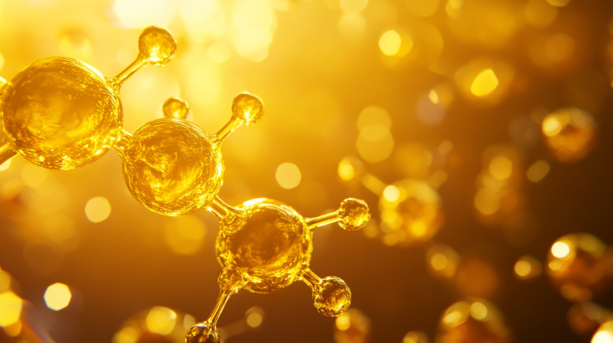 Goldene Molekülillustration zum Thema Curcumin im Körper